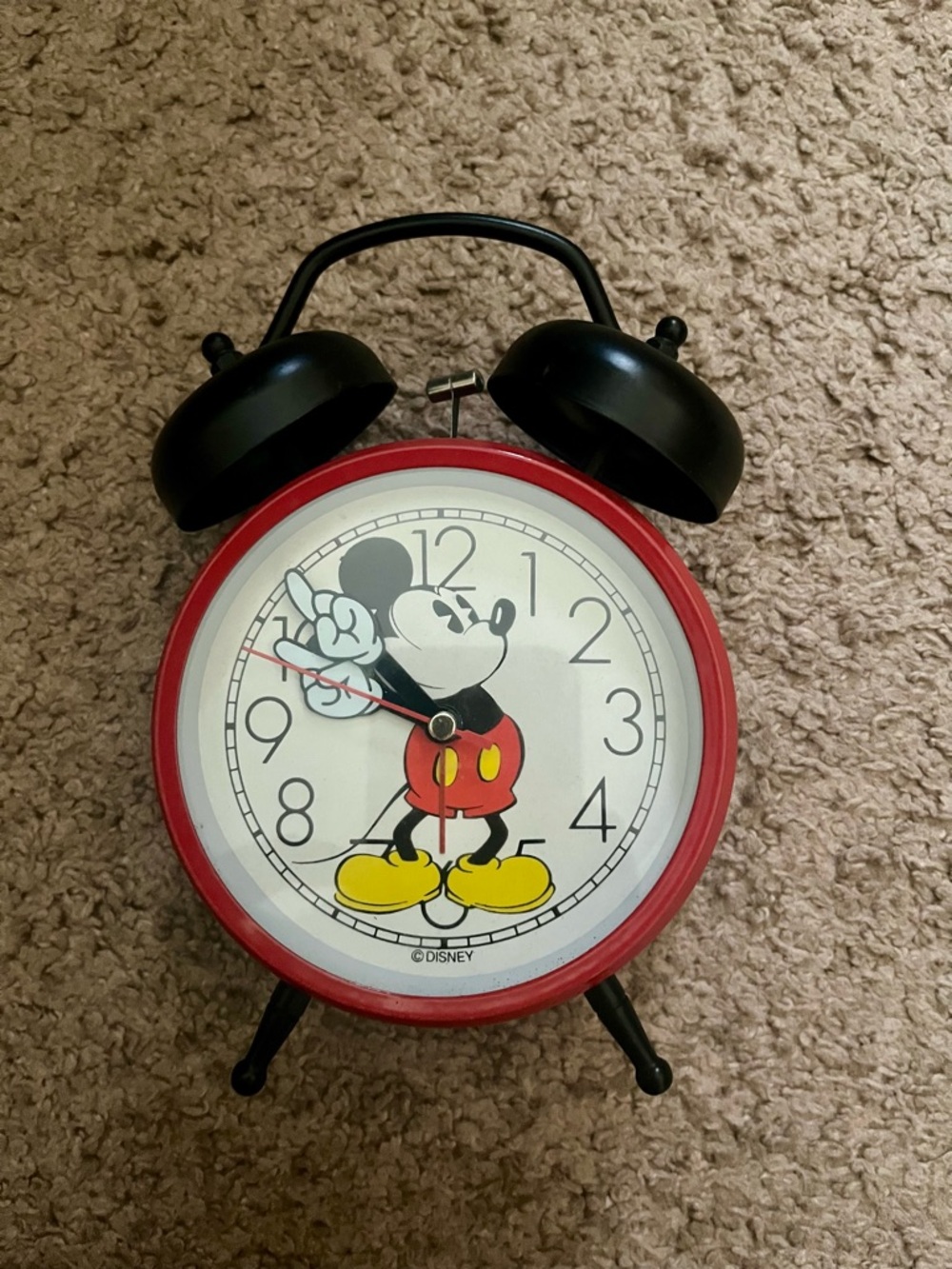 Disney Mickey Mouse Red and Black Retro Alarm Clock Decoration Only - Picture 1 of 8